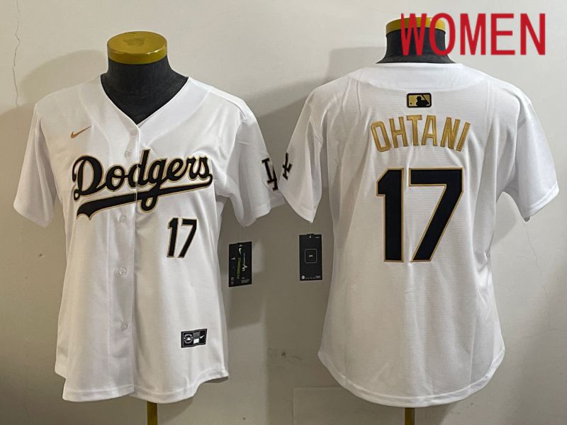 Women Los Angeles Dodgers #17 Ohtani White Gold Game 2024 Nike MLB Jersey style 1209